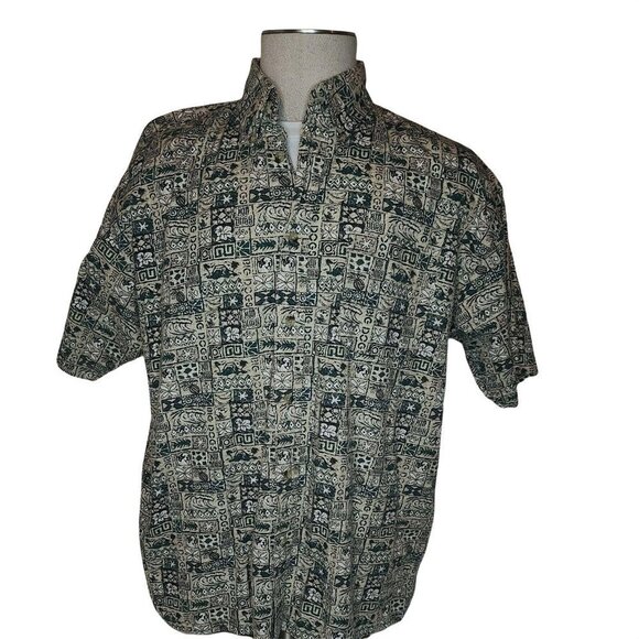 Big Dogs cotton Hawaiian Casual Button Up Shirt Men's large 100% cotton - Picture 1 of 6
